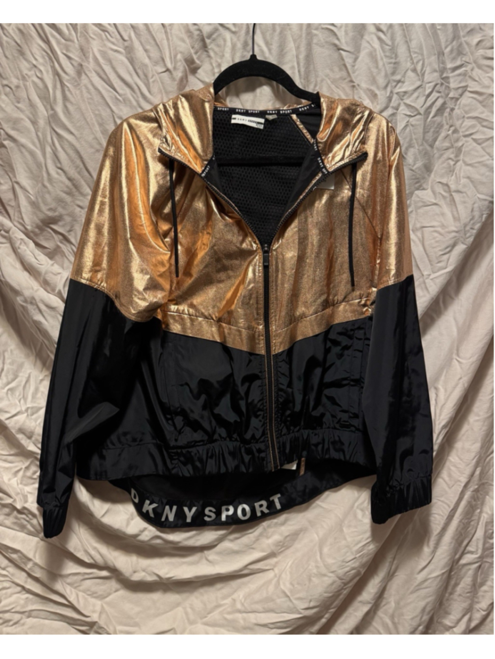 DKNY Copper and Black Windbreaker Jacket Women's Size Small